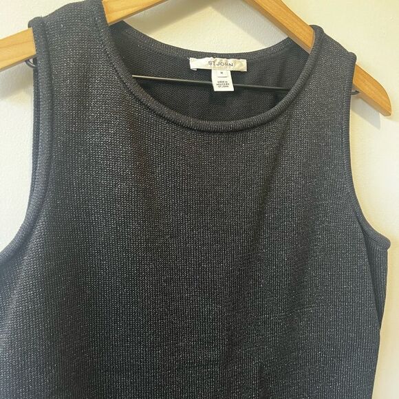 ST. JOHN Black Wool Blend Sleeveless Tank Sweater Top M - Picture 2 of 7